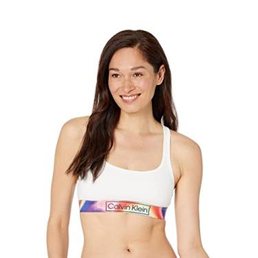 Imagem de Calvin Klein Sutiã feminino Reimagined Heritage Pride sem forro, Branco, P