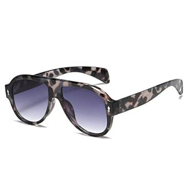 Imagem de Retro Punk Homens Piloto Óculos de Sol Moda Rebites Decoração Gradiente Óculos Óculos UV400 Mulheres Tendência Roxo Óculos de Sol, Padrão cinza, A
