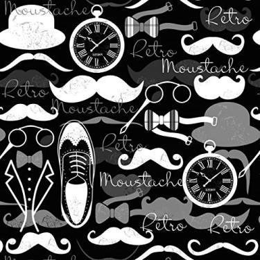 Imagem de Papel De Parede Lavável Moustache Preto E Branco 9m