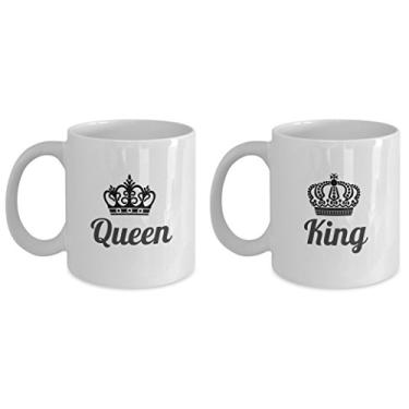 Imagem de Caneca King and Queen - Conjunto de canecas King - Conjunto de canecas Queen - Conjunto de presente para casais - Dia dos Namorados (casais)