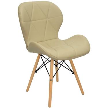 Imagem de Cadeira Charles Eames Eiffel Slim Wood Estofada - Bege
