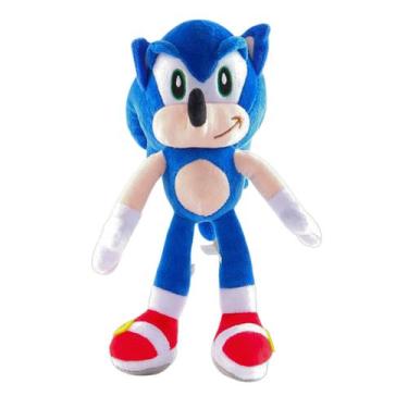 Boneco Pelúcia Sonic Azul Antialérgico + Camiseta Infantil