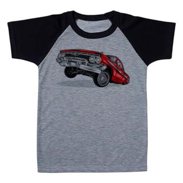 Imagem de Camiseta Raglan Infantil Cinza Carro Muscle Vermelho Manobras (BR, Numérico, 8, Regular, Polialgodão)