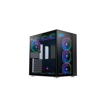 Imagem de Gabinete Gamer Rise Mode Galaxy Glass Standard, Mid Tower, ARGB, ATX, Lateral e Frente em Vidro, 10x Cooler Fan, Preto - RM-GA-GGSB-ARGB