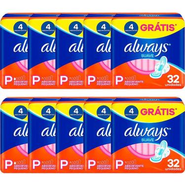 Imagem de Kit 10 Absorvente Always Super Proteção Cobertura Suave - 320 Unidades