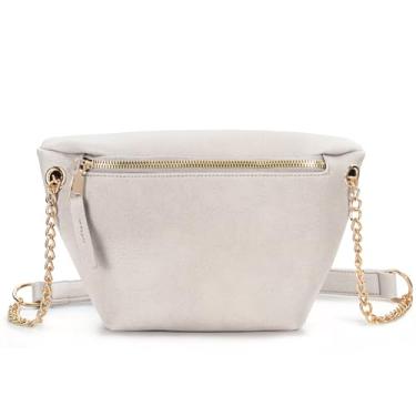 Imagem de Pochete feminina de couro vegano, corrente cruzada, bolsa de peito, bumbum, quadril, cintura para viagens, atividades ao ar livre, caminhadas, Marfim, 10(L) x 6.7(H) x 2(W) inches, Pochete feminina