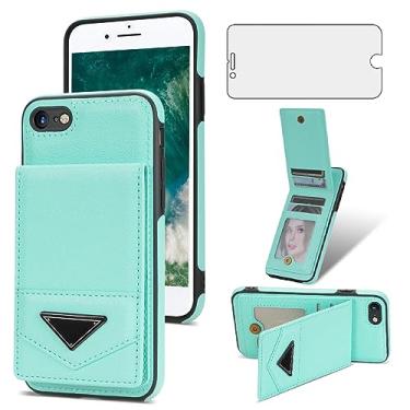 Imagem de Capa de celular para iPhone 7plus 8plus 7/8 Plus com protetor de tela de vidro temperado e compartimento para cartão de crédito fino RFID com suporte para celular i Phone7s 7s + 7+ 8s 8+ Phones8 7p 8p