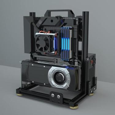 Imagem de Banco de teste de estrutura de montagem criativa para PC, capa de moldura aberta, suporte para placa-mãe de computador faça você mesmo, chassi de moldura de alumínio aberto ITX ATX MATX/EATX (MATX)