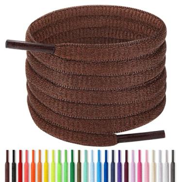 Imagem de Handshop Cadarços atléticos ovais de 1/4" 60-182 cm em 22 cores meio redondas, Marrom, 37 inch (94cm)