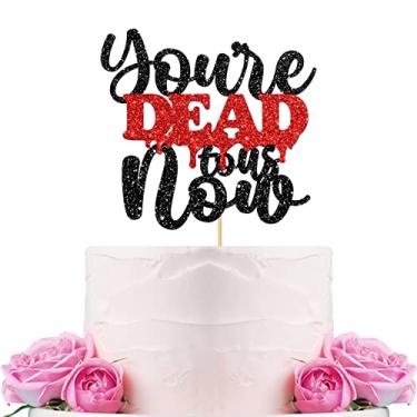 Imagem de WeBenison You're Dead to Us Now Cake Topper/Divorced Party Cake Decorations/Retirement/Office Coworker Quiting/Farewell Party Decorations Supplies Black Red Glitter