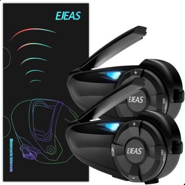 Imagem de KIt 02 Intercomunicador Capacete Moto Ejeas Q7 Par Fone Bluetooth 800m