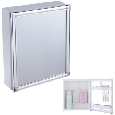 Imagem de Armário Banheiro Espelheira Sobrepor Branco Perfil Alumínio - Astra