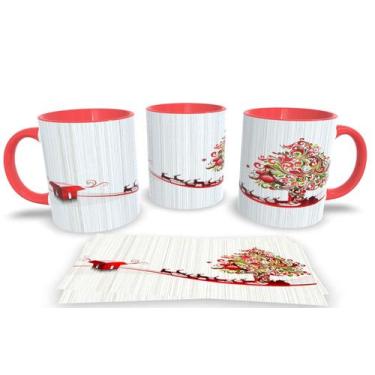 Imagem de Canecas Vermelha de Porcelana Personalizadas  Arvore de Natal - Estamp