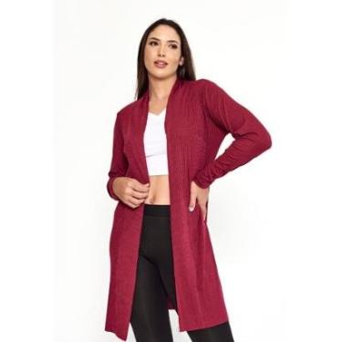 Imagem de Kimono Casaco Cardigan Reto Aberto Canelado-Feminino