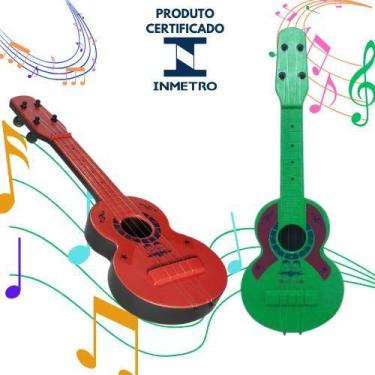 Imagem de Kit 2 Violão de brinquedo Musical Infantil Plastico 4 Cordas Colorida 
