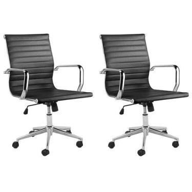 Imagem de Conjunto com 2 Cadeiras de Escritório Sevilha I Preto - Rivatti