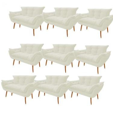 Imagem de Kit 09 Namoradeira  Decorativa  Opala Pés Palito em Madeira 2 Lugares 