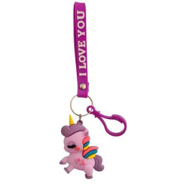 Imagem de Chaveiro Pingente Infantil Unicórnio Emborrachado 3d Kawaii, Lilás
