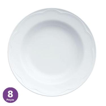 Imagem de Jogo 8 Pratos Fundos Sopa Cottage Porcelana Branca Germer - Porcelanas