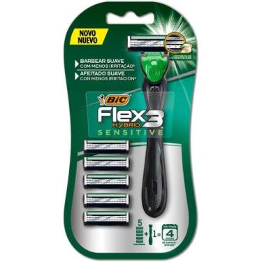 Imagem de Barbeador Descartável BIC HYBRID Sensitive com 5 Refis Blister
