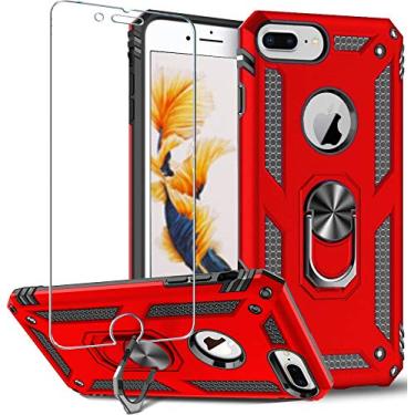 Imagem de Folmeikat Capa compatível com iPhone 8 Plus, iPhone 7 Plus, iPhone 6s Plus/6 Plus, protetor de tela, anel de metal giratório de 360 graus, fino, absorção de choque, canto reforçado, silicone TPU macio