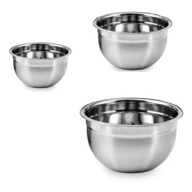 Imagem de kit 3 Tigelas funda Bowl inox bacia saladeira massas cozinha