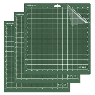 Imagem de REALIKE Tapete de corte padrão 30,5 x 30,5 cm, compatível com Cricut Explore 3/Air 2/Air/One/Maker 3/Maker (3 tapetes), tapete de corte antiderrapante para artesanato, acolchoamento, costura e todas