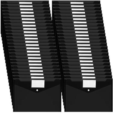 Imagem de Yeaqee 50 unidades de envelopes de plástico, envelopes de poli pastas de arquivo com fecho de botão de pressão, pastas transparentes para documentos, suporte de arquivamento tamanho A4 com bolso para