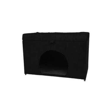 Imagem de Puff baú pet casa p/ cachorros e gatos em material sintetico preto - N