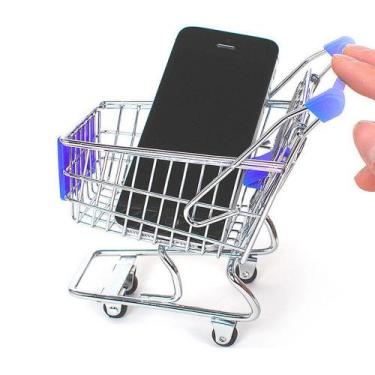 Imagem de Miniatura Carrinho De Compras Supermercado Decoração Metal 12x11cm - Y