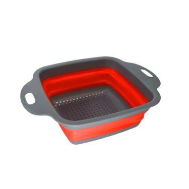 Imagem de Escorredor Silicone Vermelho Macarrao 30 Cm Vapor Legumes Dobravel Ver