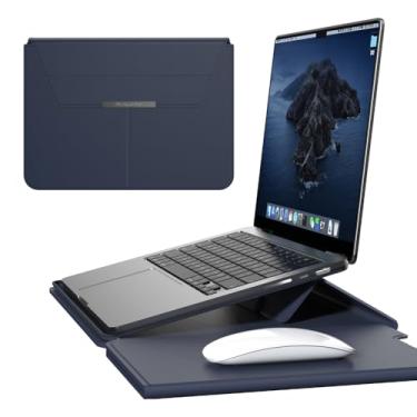 Imagem de Capa para laptop de 13-14 polegadas com suporte ajustável, resistente a impactos e mouse pad para MacBook Pro de 13 polegadas e MacBook Air, e outros notebooks de 13-14 polegadas (Azul, 13-14 inch)