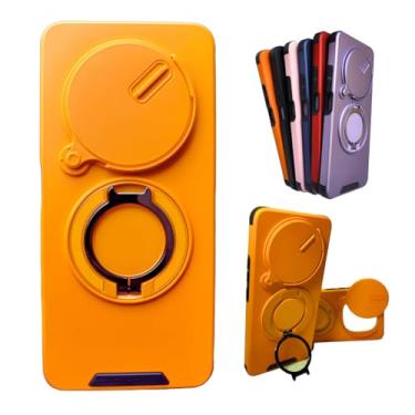 Imagem de Capa case anti impacto para POCO X7 (não serve na versão PRÓ), capinha protetora Premium antichoque super resistente com anel magnético e suporte de apoio (Laranja, POCO X7 5G)