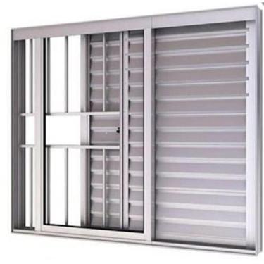 Imagem de Veneziana 3 folhas 1,00 x 1,00 c/grade alumínio brilhante - Alfa Esqua