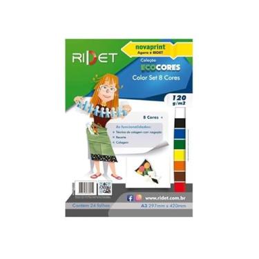 Imagem de Bloco Coleção Ecocores Color Set 8 Cores 24 Folhas A3 120g - RIDET - Bloco Criativo