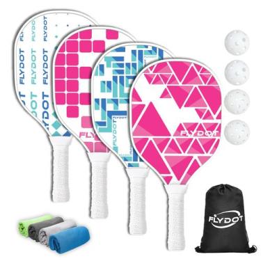 Imagem de Conjunto de 4 Pás de Pickleball Flydot com 4 Bolas, Bolsa e Toalhas