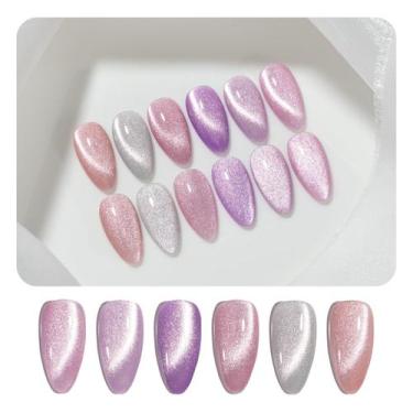 Imagem de Conjunto de Esmaltes Magnéticos GAOY Glitter Olho de Gato - 6 Unidades