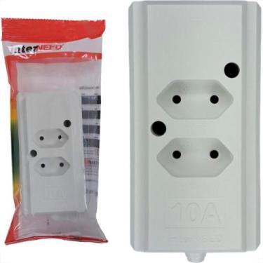 Imagem de Tomada Barra Interneed 2 Polos Branca 10A. Dupla