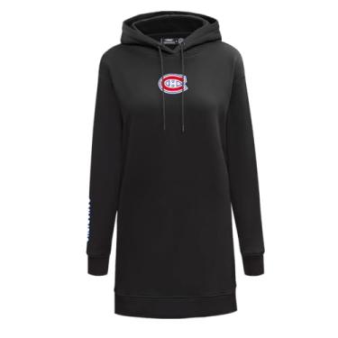 Imagem de Vestido feminino NHL clássico de chenille escovado nas costas com capuz felpudo francês