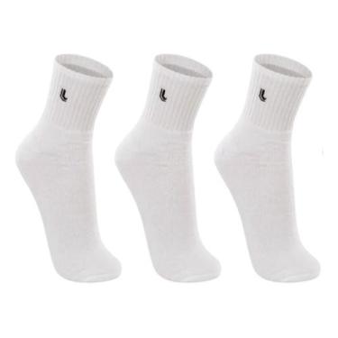 Imagem de Kit 3 Pares Meias Unissex Sport Cano Médio Algodão Lupo, Branco, M 37-