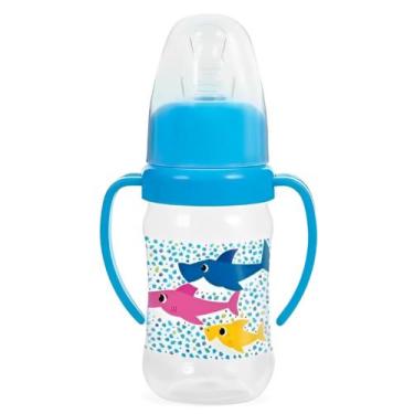 Imagem de Super Mamadeira Bico Silicone Ortodôntico com Alça 300ml - Baby Shark 