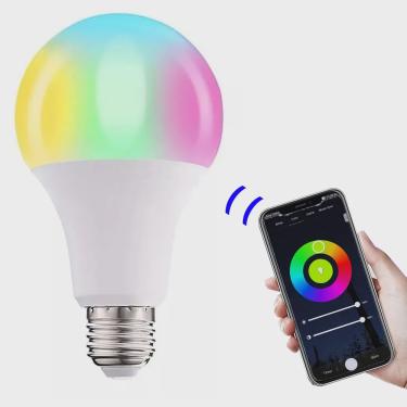 Imagem de Lampada Smart Led Wifi Inteligente Celular App rgb 10W Colorido Ajustavel Decoraçao Iluminaçao Casa Dimerizaçao Programavel Relaxante Som Ambiente