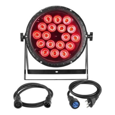 Imagem de Refletor Canhão Led Par 64 Rgbwa + uv 18 Leds De 18w Prova D'agua IP65 Bivolt SK-QA1818 Skypix Com dmx, Sensor, Display