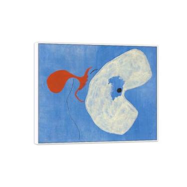 Imagem de Imagem de arte de parede em tela Joan Miró - reprodução de impressões de arte famosas abstratas - pinturas com moldura branca para decoração de sala de estar (pintura) 60 x 70 cm - 23 x 27 pol