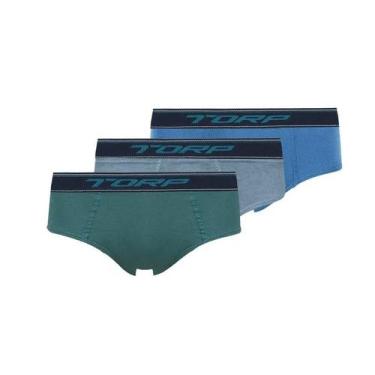 Imagem de Kit 3 Cueca Slip Algodão Infantil Elastico Exposto Torp 7205, G 6 a 8 