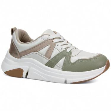 Imagem de Tênis Casual Modare 7401.102 Feminino, 36, Branco off, Verde, Bege