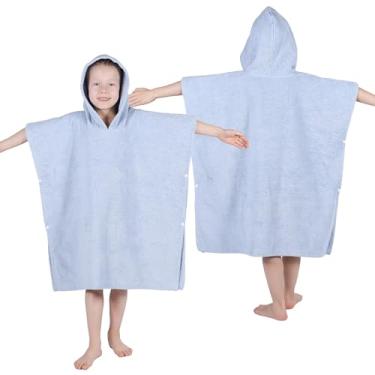 Imagem de Superior Poncho de algodão felpudo infantil, toalha de banho macia e absorvente com capuz, acessórios de banheiro, longos, roupões de banho de pelúcia para banho, chuveiro, spa, resort, praia, piscina