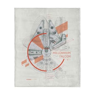 Imagem de Cobertor clássico Star Wars Millennium Falcon Blueprint, lã de toque de seda ultramacia, roupa de cama leve e quente com tema de galáxia para crianças ou adultos, sofá aconchegante, cama ou cobertor