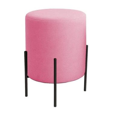Imagem de Puff Orgânico Veludo Thor Com Pés De Ferro Preto - 7 Decor, Rosa