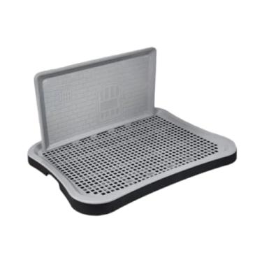 Imagem de Generic Bandeja para penico de cachorro, grades de malha portáteis, comadre removível, suporte para tapete higiênico, banheiro de treinamento para cães, Preto Cinza